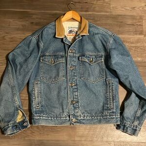 Schaefer Lined Denim Jacket with Tan Accents